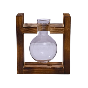 Hydroponische Vase und Holzstütze