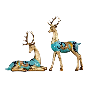 Nordische Hirschfiguren in Gold-Türkis